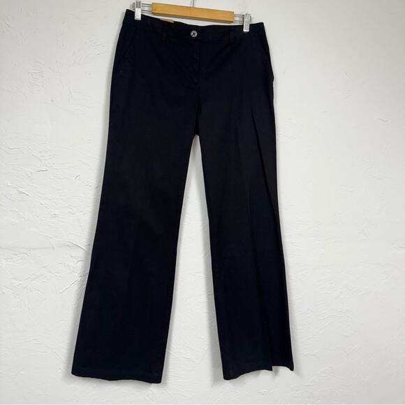Talbots Black Chino Wide Leg Trouser Dress Pants Womens 4 Career Preppy Academia - Picture 1 of 12